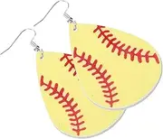 BESPORTBLE 1 Pair Baseball Earrings Sports Ear Pendant Softball Earrings for Softball Earrings for Women Sports Ear Jewelries Girl Ear Dangle Sports Earring Yellow Imitation Leather