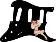 Pickguard Stratocaster Graphical Custom fit Fender 8 HOLE Pin Up Billowed Sl BK