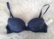 GILLY HICKS by Abercrombie LACE DEMI BRA NAVY 34B NWT