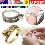 Thimble Finger Knitting Loop Crochet Ring Adjustable Yarn Guides Sewing Ring AU
