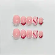 Hand Pressed Nails Almond Reusable Fake Nails Full Coverage Artificial Manicure Wearable
