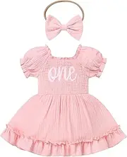 [IMEKIS] Baby Girl Half 1st Birthday Outfit Romper Dress Headband Strawberry Smocked Dress Cake Smash Photo Shoot