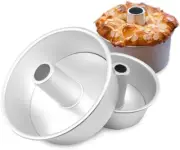 Angel Food Cake Pan, 8 Inch round Chiffon Cake Tin Aluminum Tube Pan Baking Cake