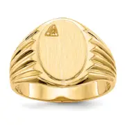 14K Yellow Gold 13.5X10.0mm Open Back Diamond Men'S Signet Ring Mounting