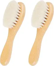 Baby Hair Brush, 2 Pcs Baby Hair Brush with Wooden Handle, Natural Soft Goat Bristles Cradle Cap Brush for Newborns & Toddlers
