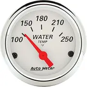 Autometer Gauge, Arctic White, Water Temperature, 2 1/16 in., 250 Degrees F, Electrical, Analog, Each