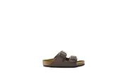 Kids Birkenstock Narrow Arizona Birko-Flor Birkibuc Mocha Slip On Sandals