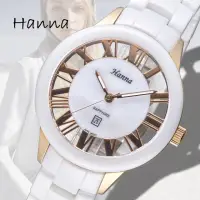 在飛比找momo購物網優惠-【HANNA】漢娜腕錶 白陶瓷鏤空設計女錶-玫瑰金刻度/69