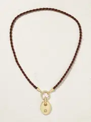 [Jenna Blake] Jenna Blake - 18-karat Gold, Diamond And Silk Cord Necklace And Pendant - Brown - One size One size Brown