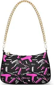 [RPLIFE] Hairdressing Tools Scissors Pink Black Small Bag, Cute Handbag, Hairdressing Tools Scissors Pink Black, One Size