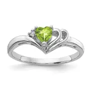 14k White Gold 4mm Heart Peridot A Real Diamond ring