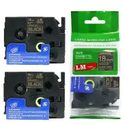 2/Pack 18mm Gold on Black Tape for P-touch Model PT1650, PT-1650 Label Maker