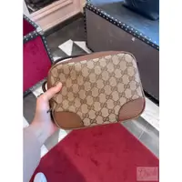 在飛比找蝦皮購物優惠-【歐洲outlet正品】Gucci 棕色 老花 小方包 肩背