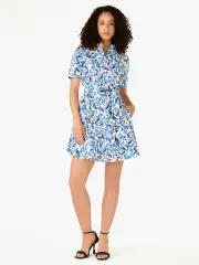 Peacock Floral Shirt Dress