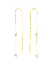 Amorium 18K Yellow Gold Plated Silver CZ Threader Earrings