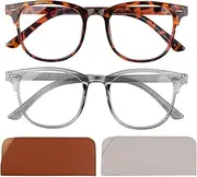 2 Pack Blue Light Blocking Glasses, Light Sensitivity Glasses for Women Men - Anti Glare Headache Eyestrain, Non Prescription Clear Glasses with 2 Glasses Case for Fashion Computer Screen Gaming TV,