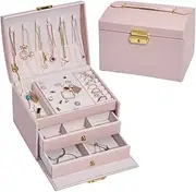 Bausweety Jewelry Box with 2 Drawers,Lockable Jewelry Organizer for Women