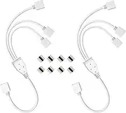 DOITOOL RGB Led Strip Splitter Cable Kit 2 Way Splitter Connectors 4 Pin Led Strip Connectors with 8 Male Plugs for DIY Lighting