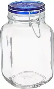 Bormioli Rocco Fido Square Jar's With Blue Lid, 67-3/4-ounce 2 Liter