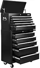 Giantz 14 Drawers Large Tool Chest Trolley, Lockable Toolbox Tools Storage Box Cabinet Cart Garage Ute Organiser Boxes, 175kg Capacity Metal Steel with Non-Slip Liners Mats Sturdy Handles Black