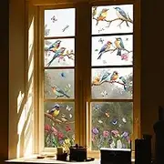 Spring Summer Window Cling Sticker, Tulip Bird Butterfly Floral Window Decal for Home Party Supplies Shop Window Glass Display Decoration, Anti-Collision Static Clings for Window, 9 Sheet 78 PCS