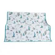 Cactus Green, Teal, White 50 x 60 Inch Microfiber and Polyester Throw Blanket