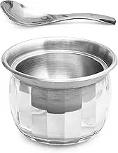 RUAFOX Dip Chiller Serving Bowl and Spoon - Acrylic Ice Bowl and 650ml Stainless Steel Bowl Set- for Dips, Chilled Shrimp, Sour Cream, Salsa, Guacamole, Hummus
