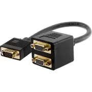 Pro.2 LC6090 VGA Plug to 2 VGA Socket Splitter Y adaptor Cable 30cm Black