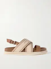 [Jimmy Choo] Jimmy Choo - Joa Logo-print Canvas And Leather Slingback Sandals - Cream - IT41 IT 41 Cream