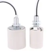 E14/E27 Ceramic Screw Lamp Holder LED Light Adapter Round Socket With Cable CR
