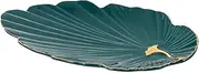 Yardenfun Elegant Leaf Jewelry Plate Ceramic Dumpling Display Porcelain Snack Plate Home Decor Organize Jewelry