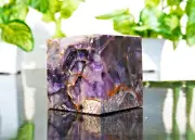 Beautiful 55MM Purple Auralite Stone Healing Power Metaphysical Square Cube