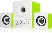 JSEIAJB Desktop Mini Speakers Subwoofer 2.1 Stereo Bass Speaker Support U Disk Notebook Music Player Bass Loudspeaker(White-Mountain peach7)