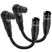 2-Pack XLR Microphone Extension Cable Adapter 0.6 Feet 90 Degree XLR Female to