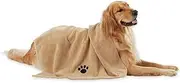 Microfiber Pet Bath Towel with Embroidered Paw Print, Ultra-Absorbent for Small, Medium, Large Dogs and Cats-Taupe (50 * 100cm, Beige)