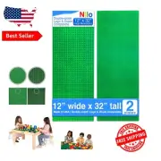 Large Double-Sided Green Baseplates 12"x32" - 2-Pack for Ultimate Building Fun!