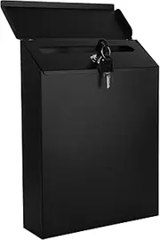 VIDETOL Post Box Wall Mounted, Weatherproof Letter Box Outside, Black Galvanised Steel Mailbox with Key for Home and Company, 29x22x6.5cm