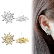Temperament Diamond Bright Diamond Inlaid Snowflake Earrings Cubic Zirconia