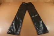 H&M Womens Size 4 Slim Fit Black Shiny Coated High Rise Straight Leg Pants NWT
