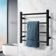 ACA Bathroom Square Electric Heated Towel Rail Rack Warmer Wall Mounted 4 Bars Stainless Steel Black SAA