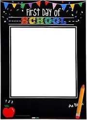 Zerodeko First Day of School Photo Booth Props Frame, Paper Black Photo Frame for Classroom Decor Party Favors