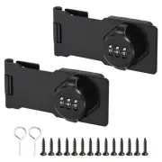 2Pcs Household Cabinet Password Lock Hasp Lock Latch with 3-Digit Password Black