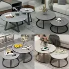 4 Styles Round Nesting Coffee Table Compact Stacking Side Tables Thicken Frame