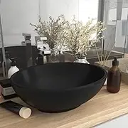Bathroom Vessel Sink, Oval Bathroom Wash Basin, Modern Luxury Ceramic Basin, Countertop Sink for Vanity, 40 x 33 x 13.5 cm