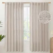 YoungsTex Natural Linen Curtains 72 Inch 52"W x 72"L (Pack of 2),