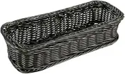 1pc Rectangular Imitation Rattan Plate Basket Grey Multi Functional Storage for Home Kitchen for Organizing Bread Snacks Fruits and Vegetables
