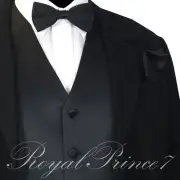 Men's Formal Tuxedo Suit Dress Vest Waistcoat & Straight Cut Bowtie & Hankie