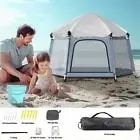 P&P Portable Pop Up Baby Playpen Yard Beach Tent with Canopy Travel Bag&Mosquito Net