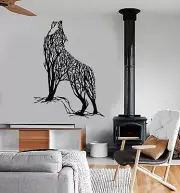 Vinyl Wall Decal Abstract Tree Wild Howling Wolf Predator Animal Stickers 2613ig