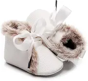[ISINSER] Baby Boys Girls Snow Boots Anti Slip Soft Sole Newborn Infants Toddler Winter Warm Crib Shoes Plush Bow Ankle Boots